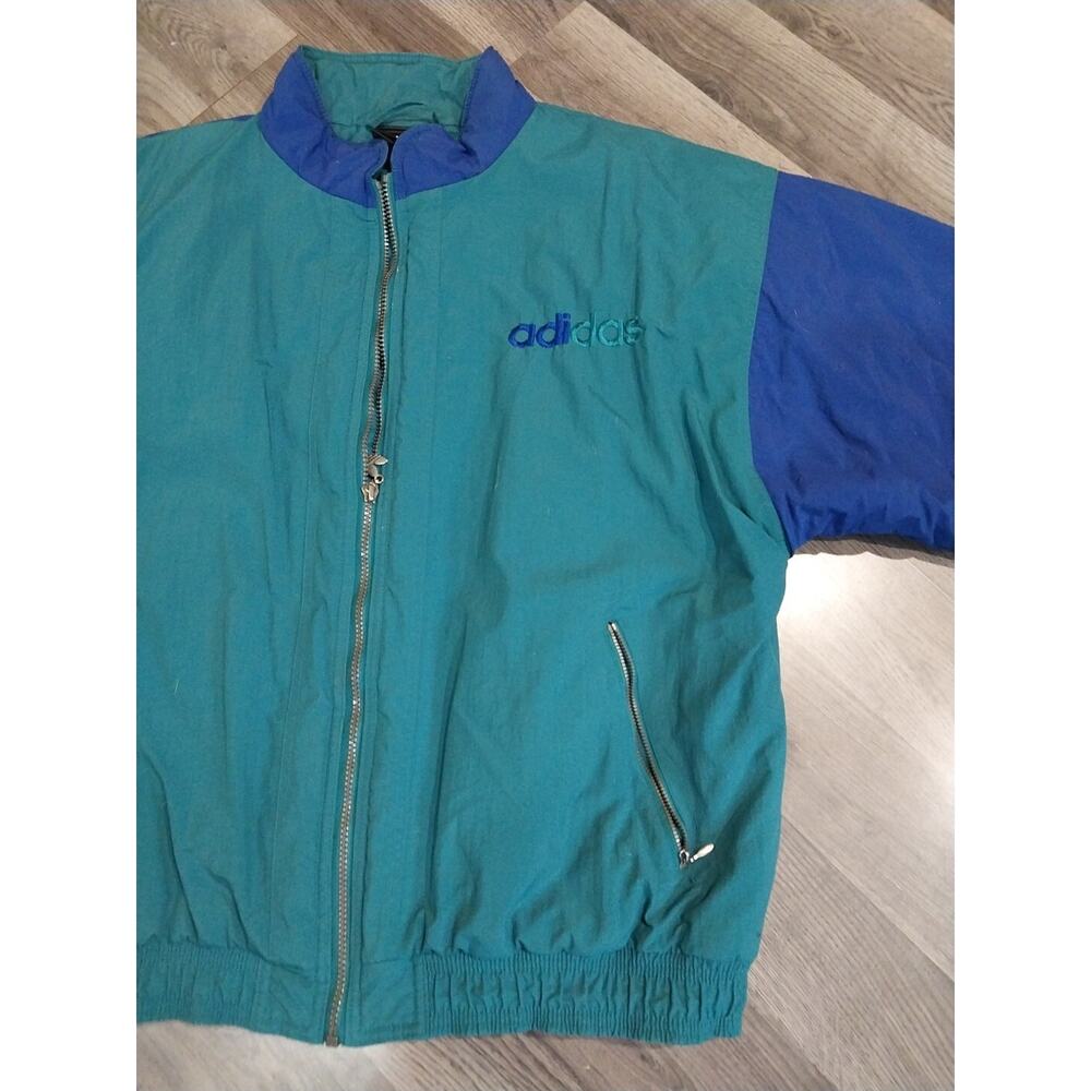 Mens 1980s Vintage Adidas Coat Large Blue Green - Picture 6 of 16